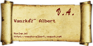 Vaszkó Albert névjegykártya